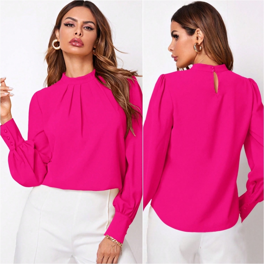 Ruched Reflections Blouse - Hot Pink - Picture 2 of 5
